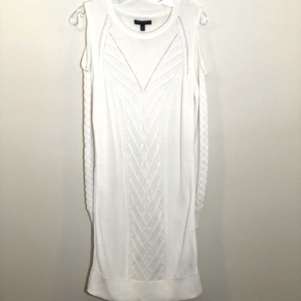 Cream Cold Shoulder Sweater Dress, Banana Republic Factory, Size M